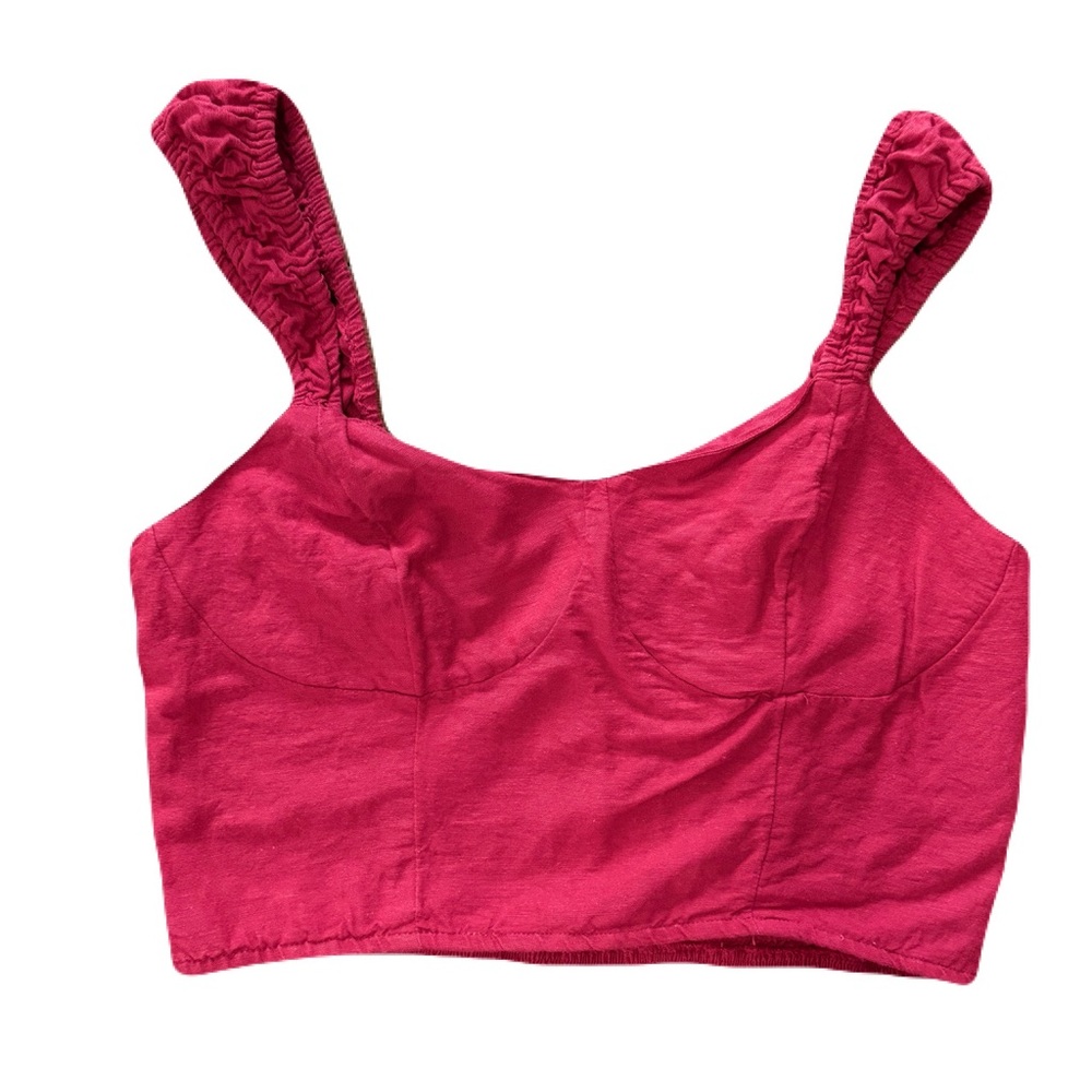 Orange Cotton Blend Cropped Tank Top
